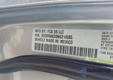 2022 Ram 1500 Classic Tradesman 4X2 5'7 Box из США, поврежденный, VIN 3C6RR6KG0NG210585
